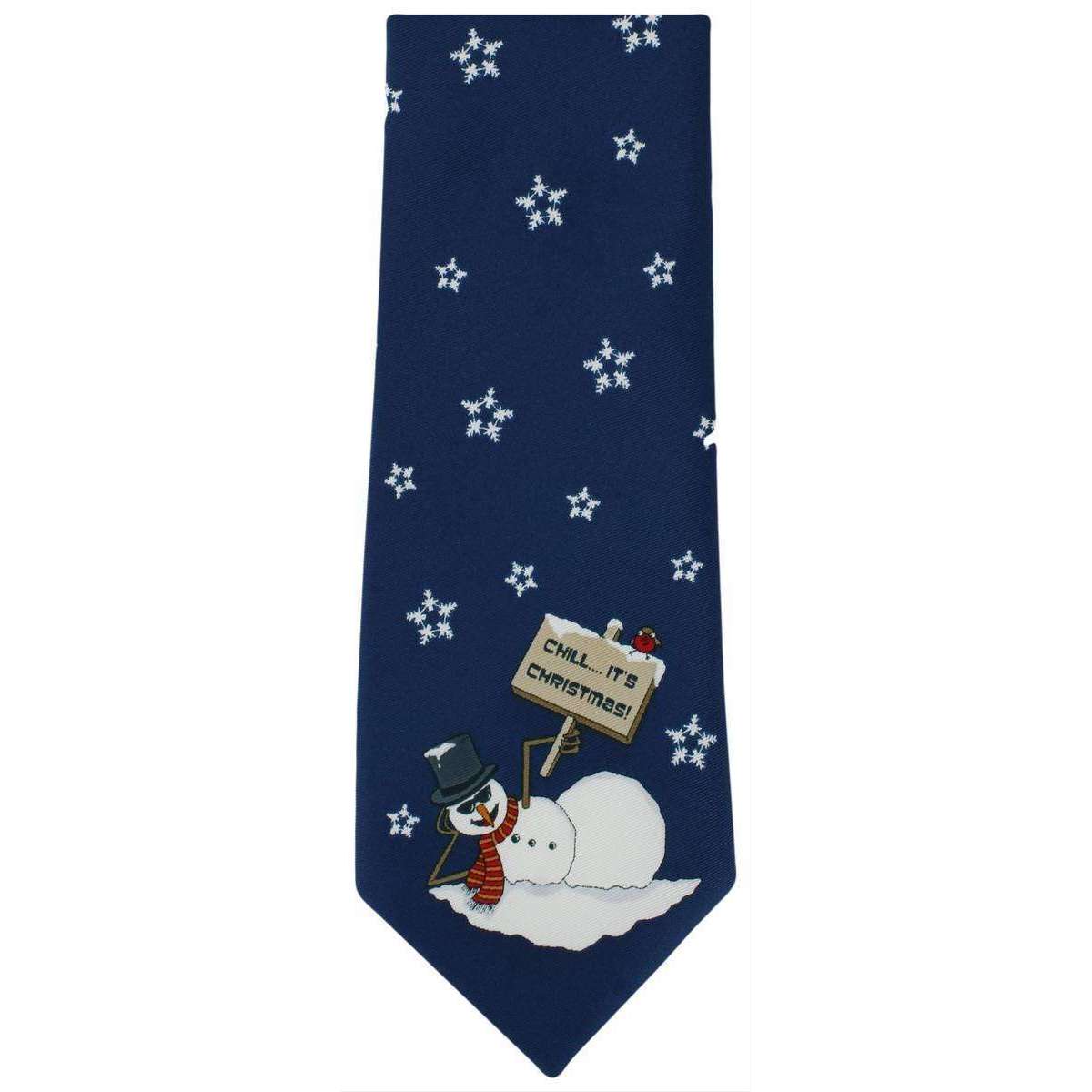 Michelsons of London Christmas Snowman Polyester Tie - Navy