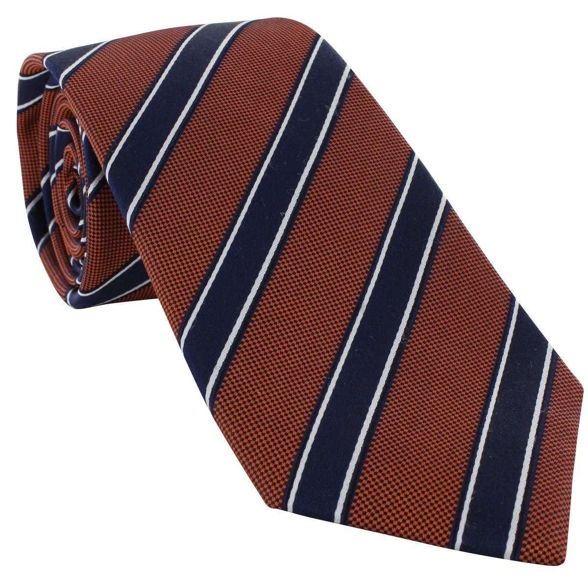 Michelsons of London Classic Bar Stripe Silk Tie - Orange