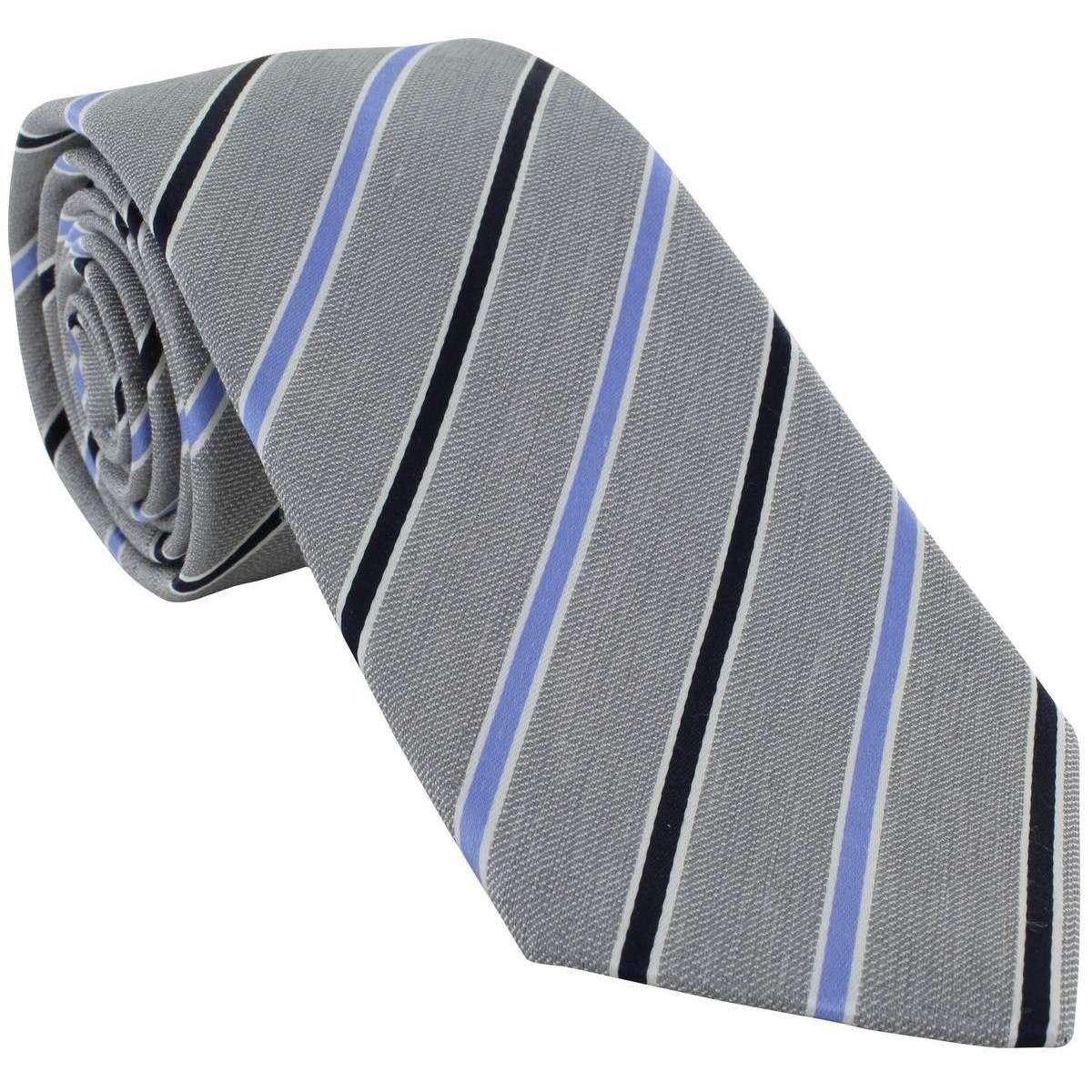 Michelsons of London Classic Double Stripe Silk Tie - Silver