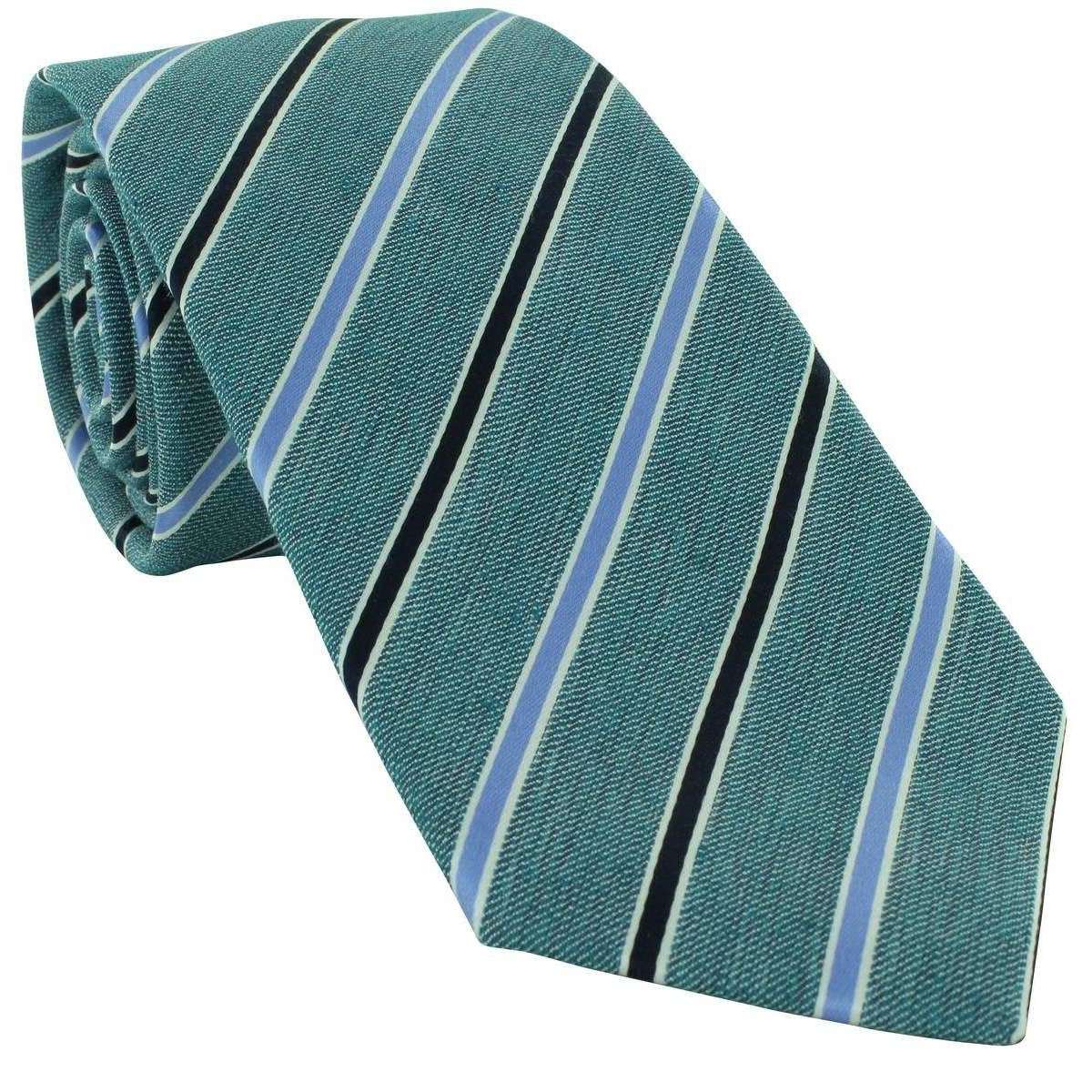 Michelsons of London Classic Double Stripe Silk Tie - Teal