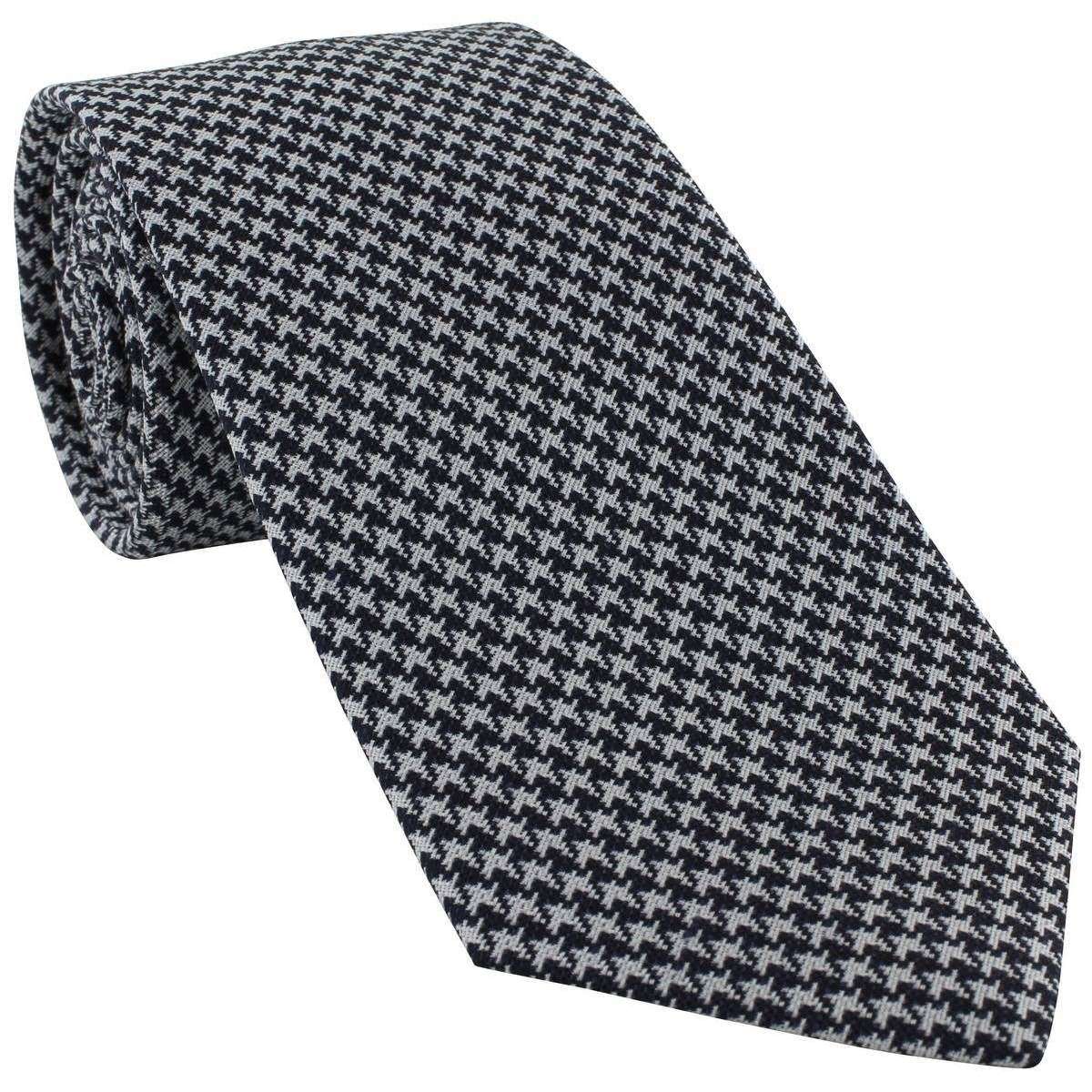 Michelsons of London Dogtooth Silk Tie - Navy