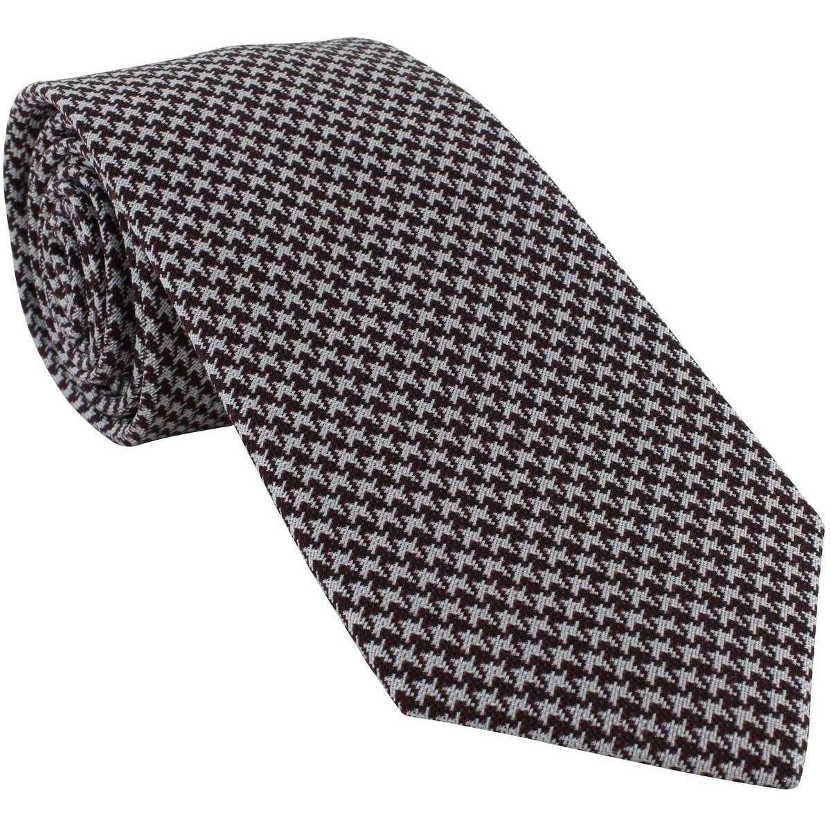Michelsons of London Dogtooth Silk Tie - Wine