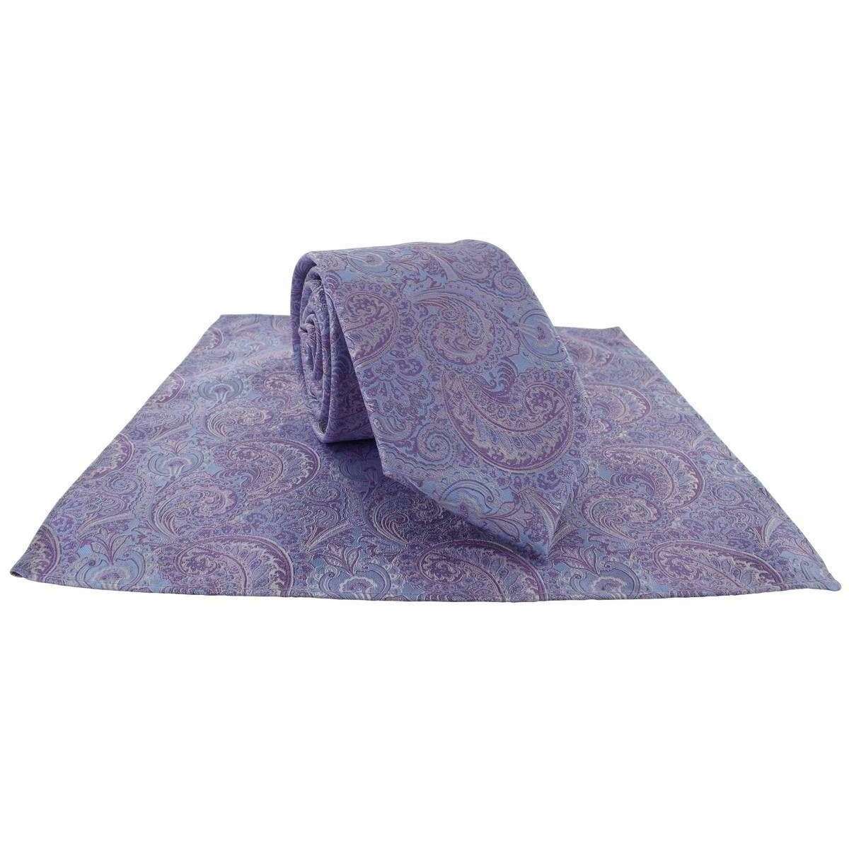 Michelsons of London Elegant Paisley Tie and Pocket Square Set - Lilac