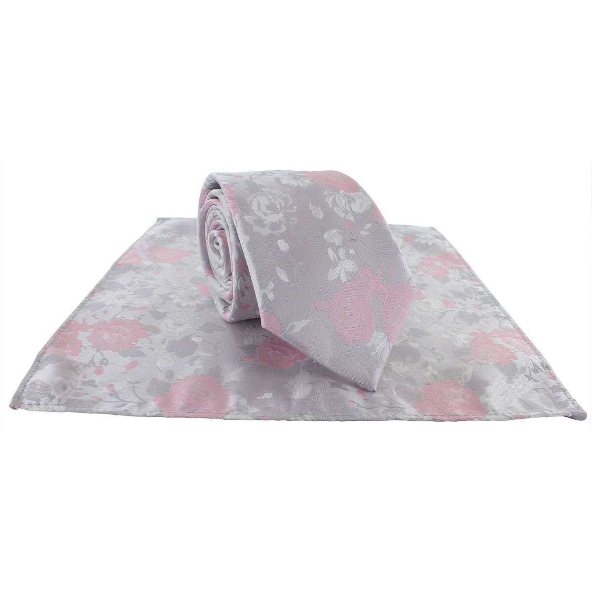 Michelsons of London Floral Wedding Tie and Pocket Square Set - Pink