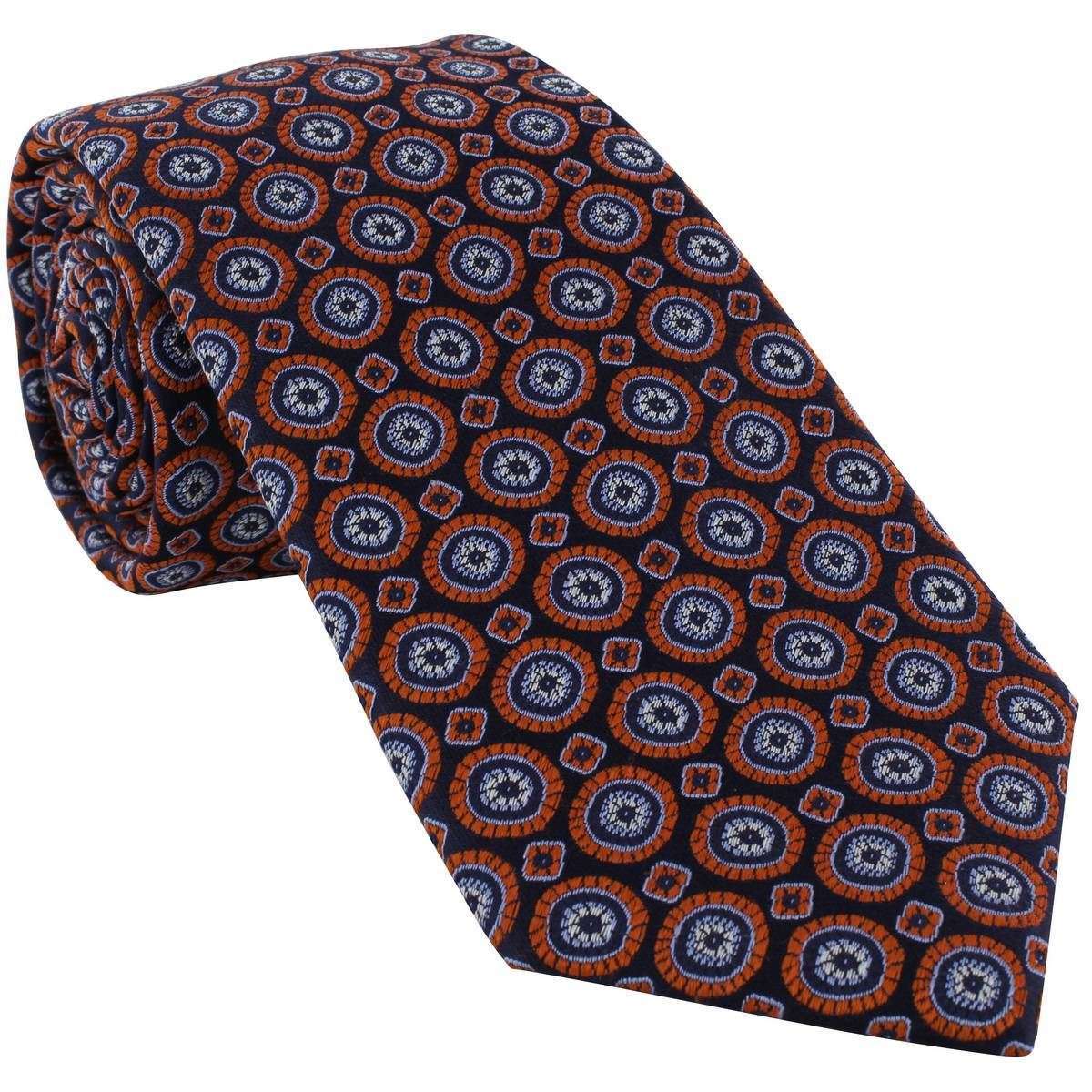 Michelsons of London Irregular Medallion Silk Tie - Orange