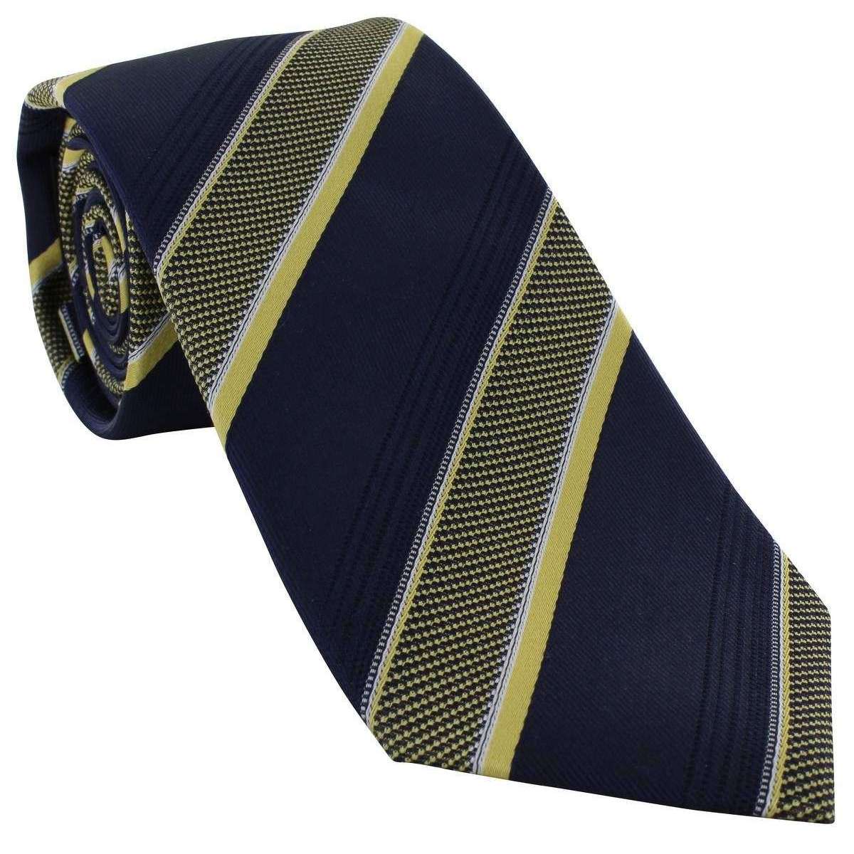 Michelsons of London Large Textured Block Stripe Silk Tie - Yellow