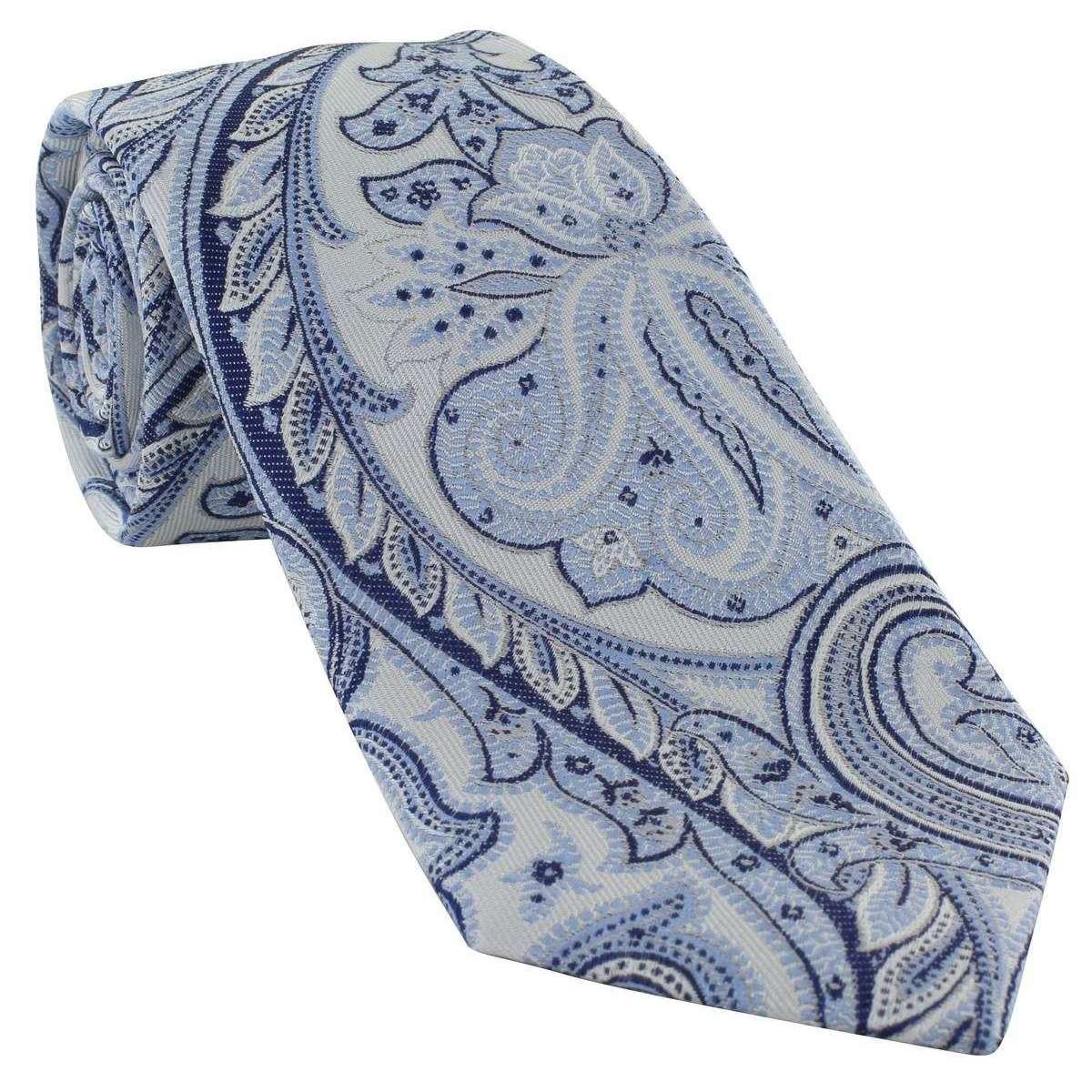 Michelsons of London Luxury Paisley Silk Tie - Blue