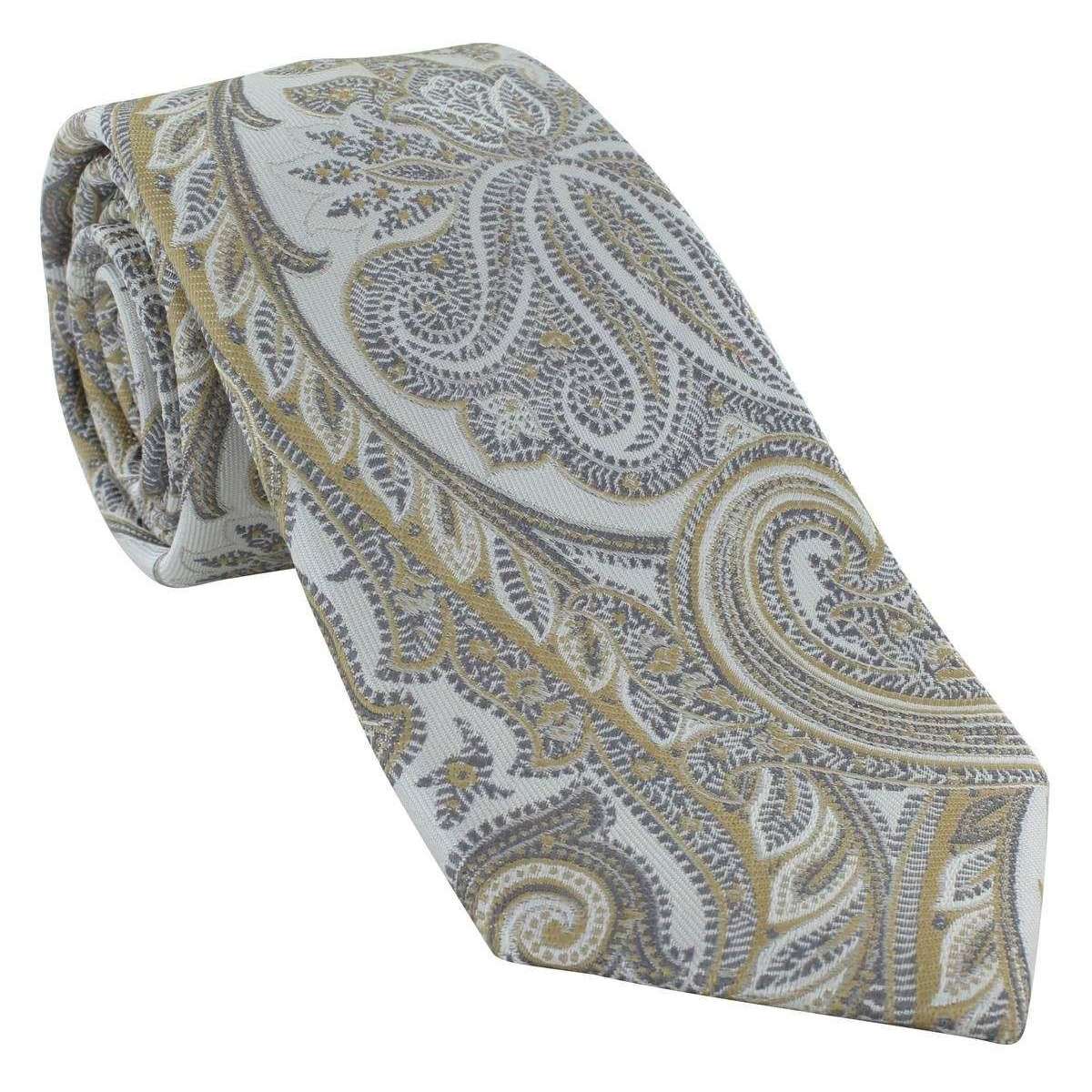 Michelsons of London Luxury Paisley Silk Tie - Taupe