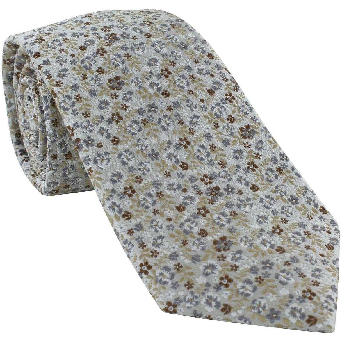 Michelsons of London Micro Floral Silk Tie - Brown