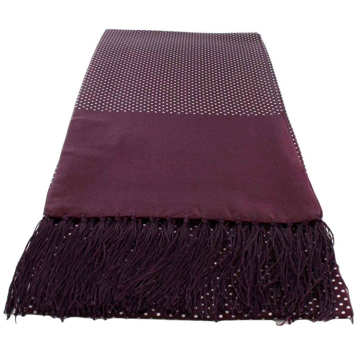 Michelsons of London Narrow Pin Dot Silk Scarf - Burgundy