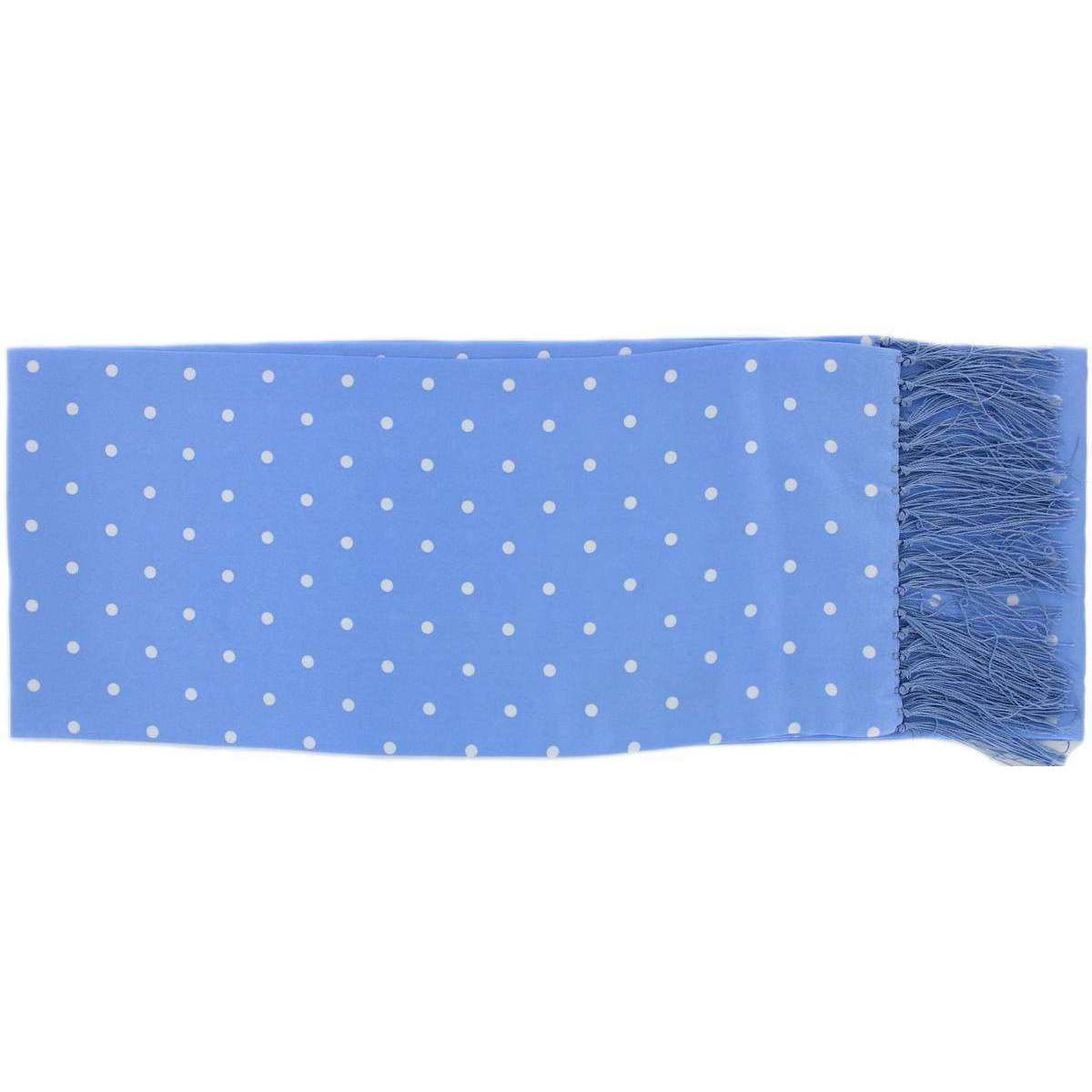 Michelsons of London Narrow Polka Dot Silk Scarf - Ice Blue