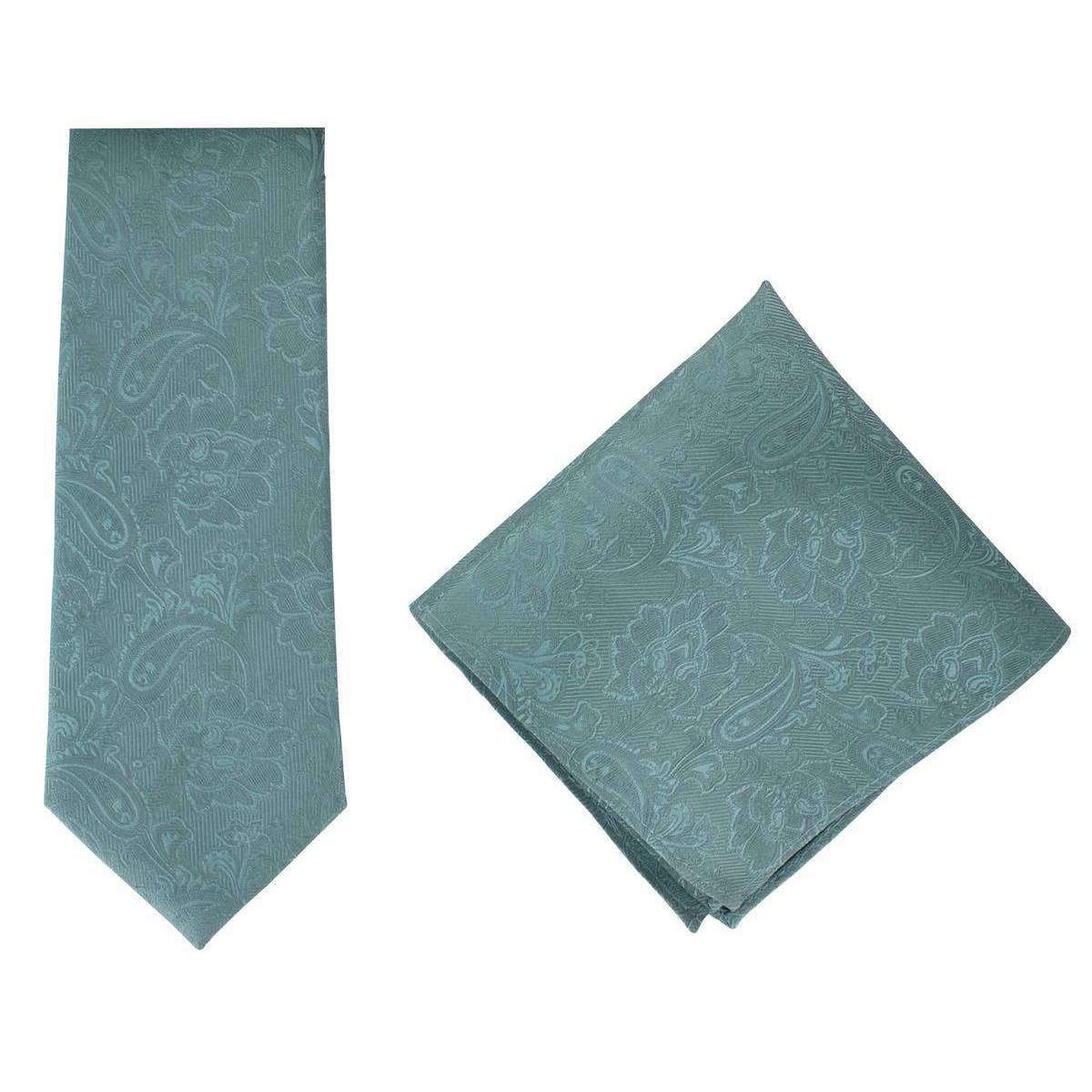 Michelsons of London Ornate Jacquard Silk Tie and Pocket Square Set - Teal