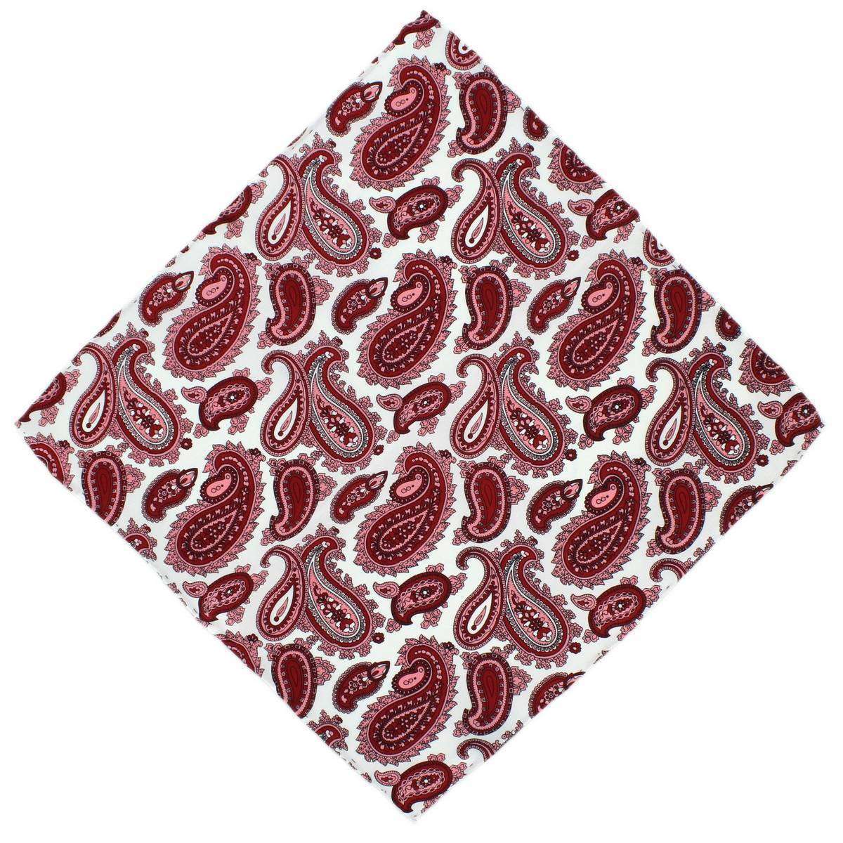 Michelsons of London Paisley Silk Pocket Square - Red