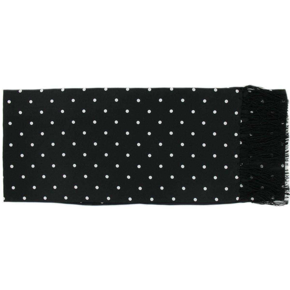 Michelsons of London Polka Dot Narrow Silk Scarf - Black