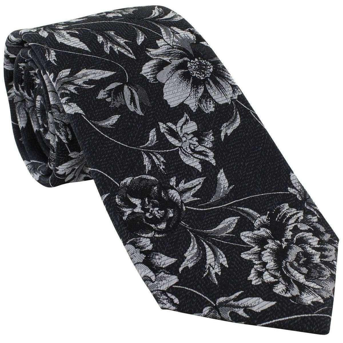 Michelsons of London Shaded Floral Silk Tie - Black