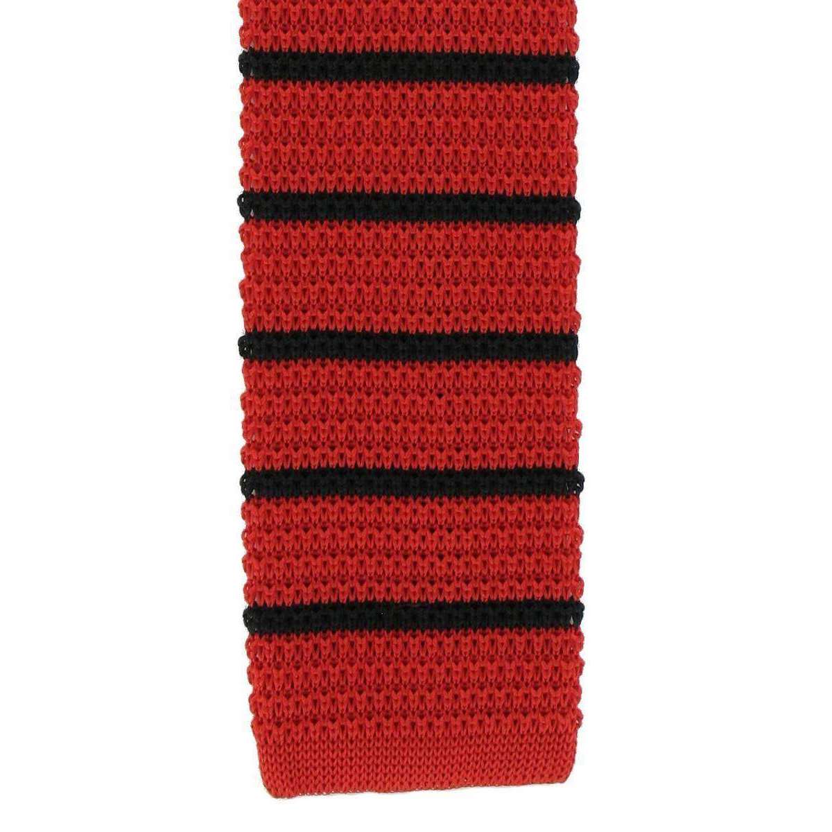 Michelsons of London Silk Knitted Striped Skinny Tie - Red/Black