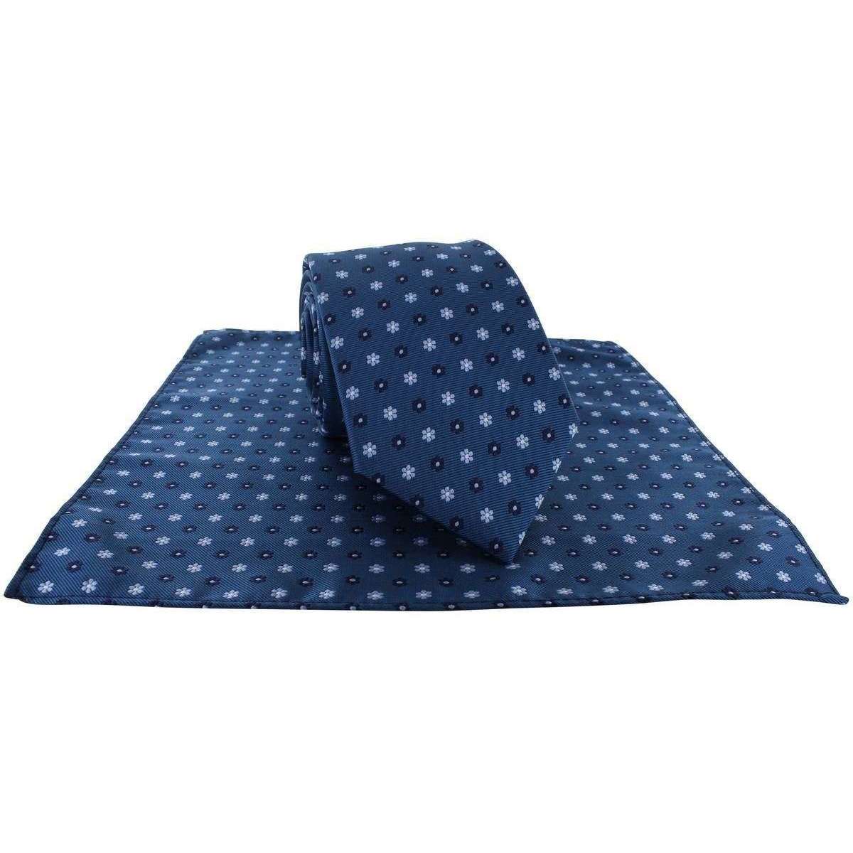 Michelsons of London Small Flower Tie and Pocket Square Set - Teal