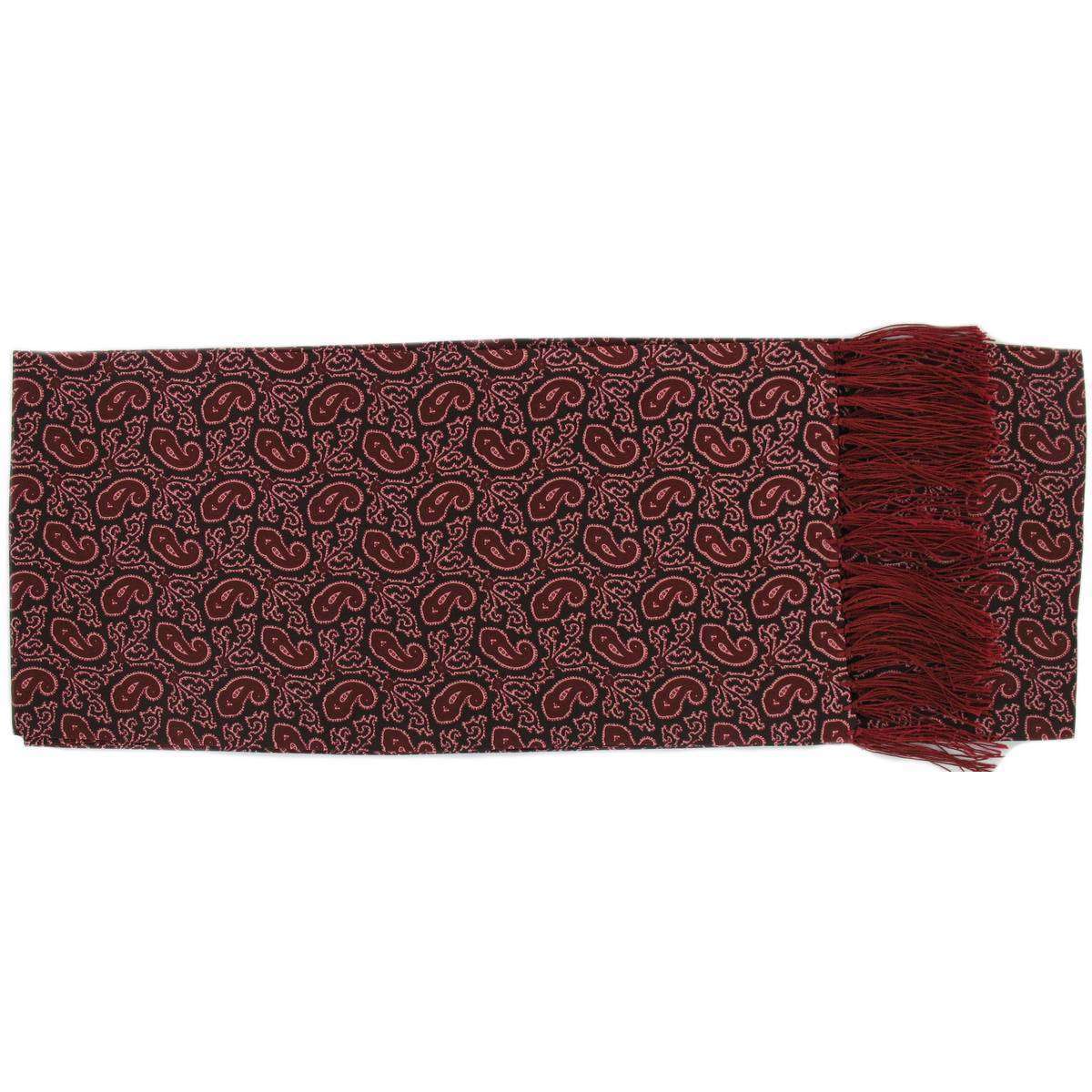 Michelsons of London Small Paisley Silk Scarf - Burgundy