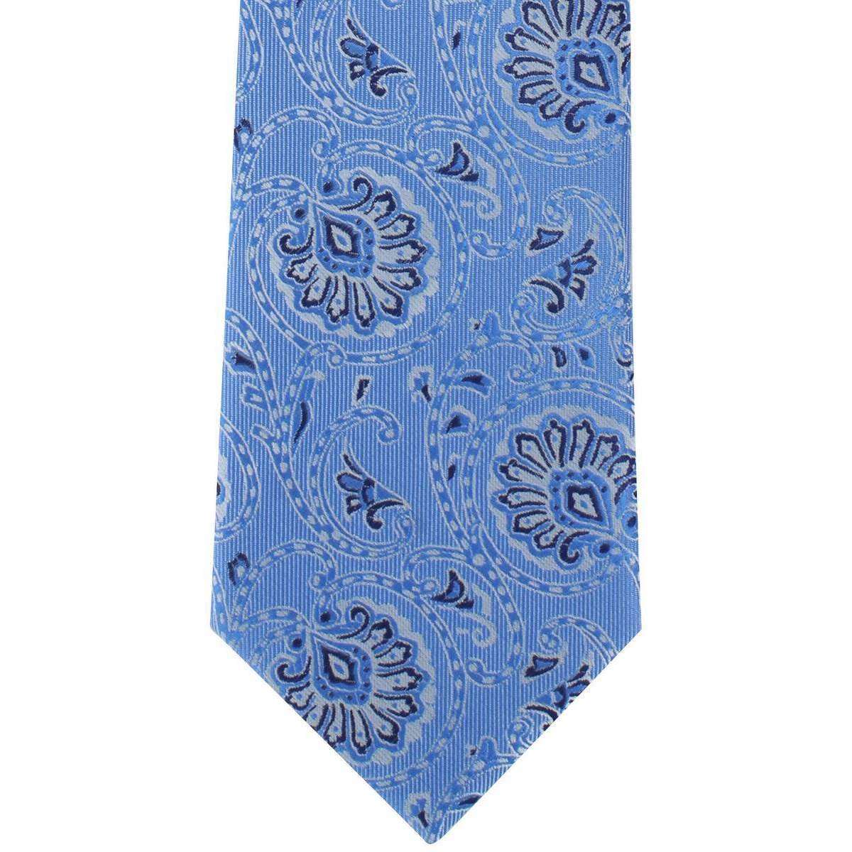 Michelsons of London Soft Paisley Polyester Tie - Light Blue