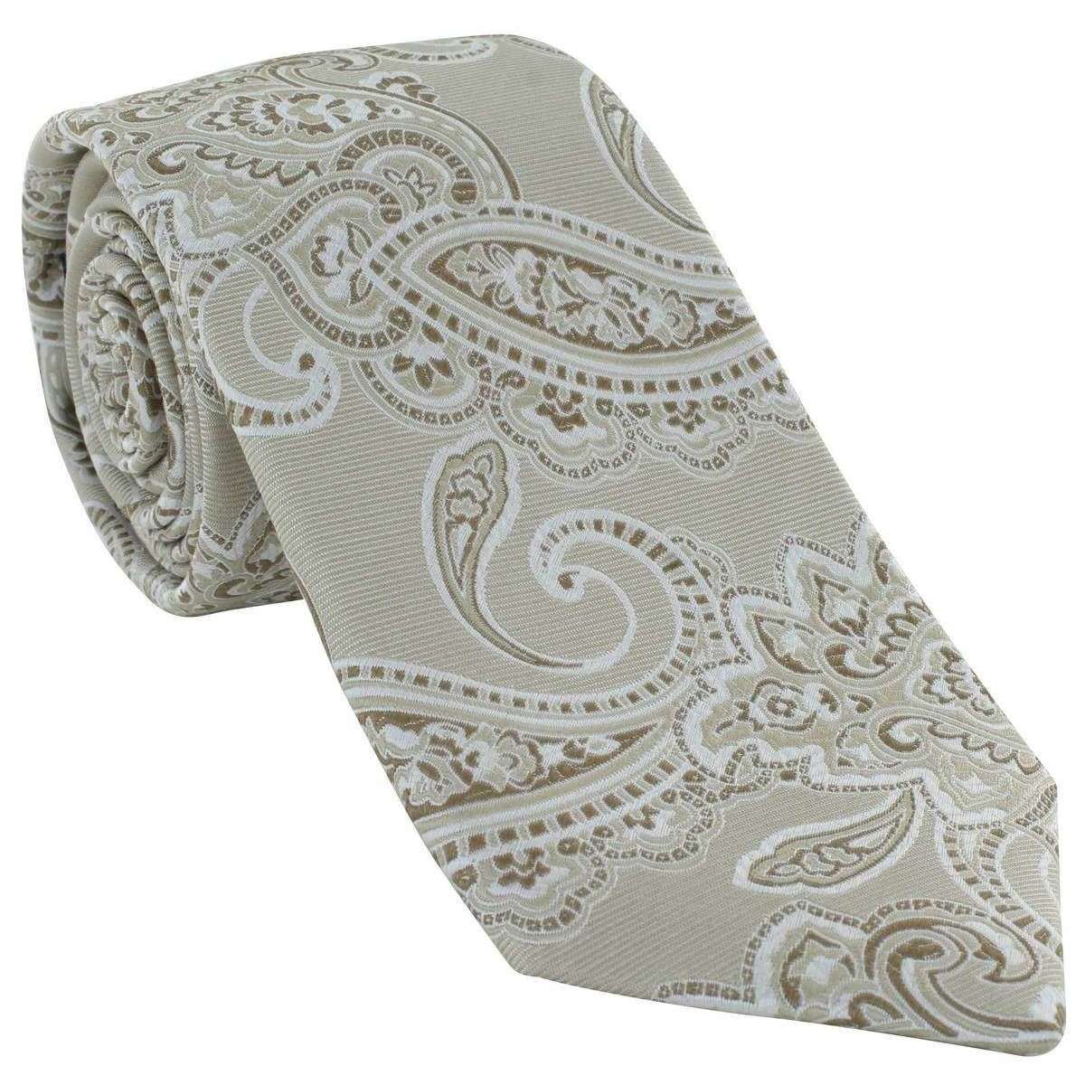 Michelsons of London Spring Paisley Silk Tie - Taupe