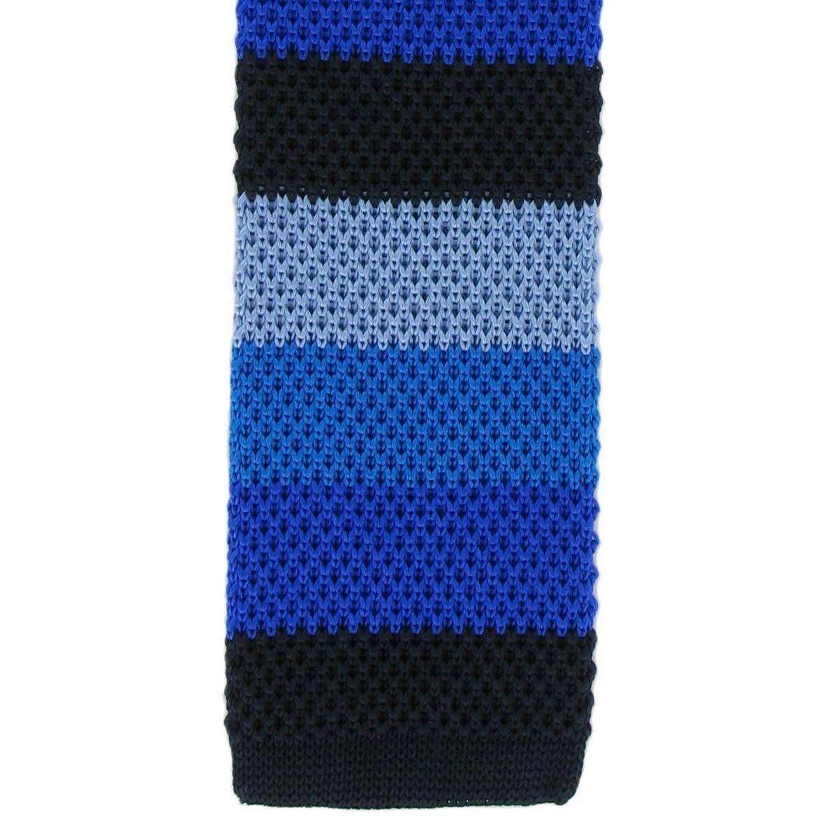 Michelsons of London Striped Skinny Silk Knitted Tie - Navy