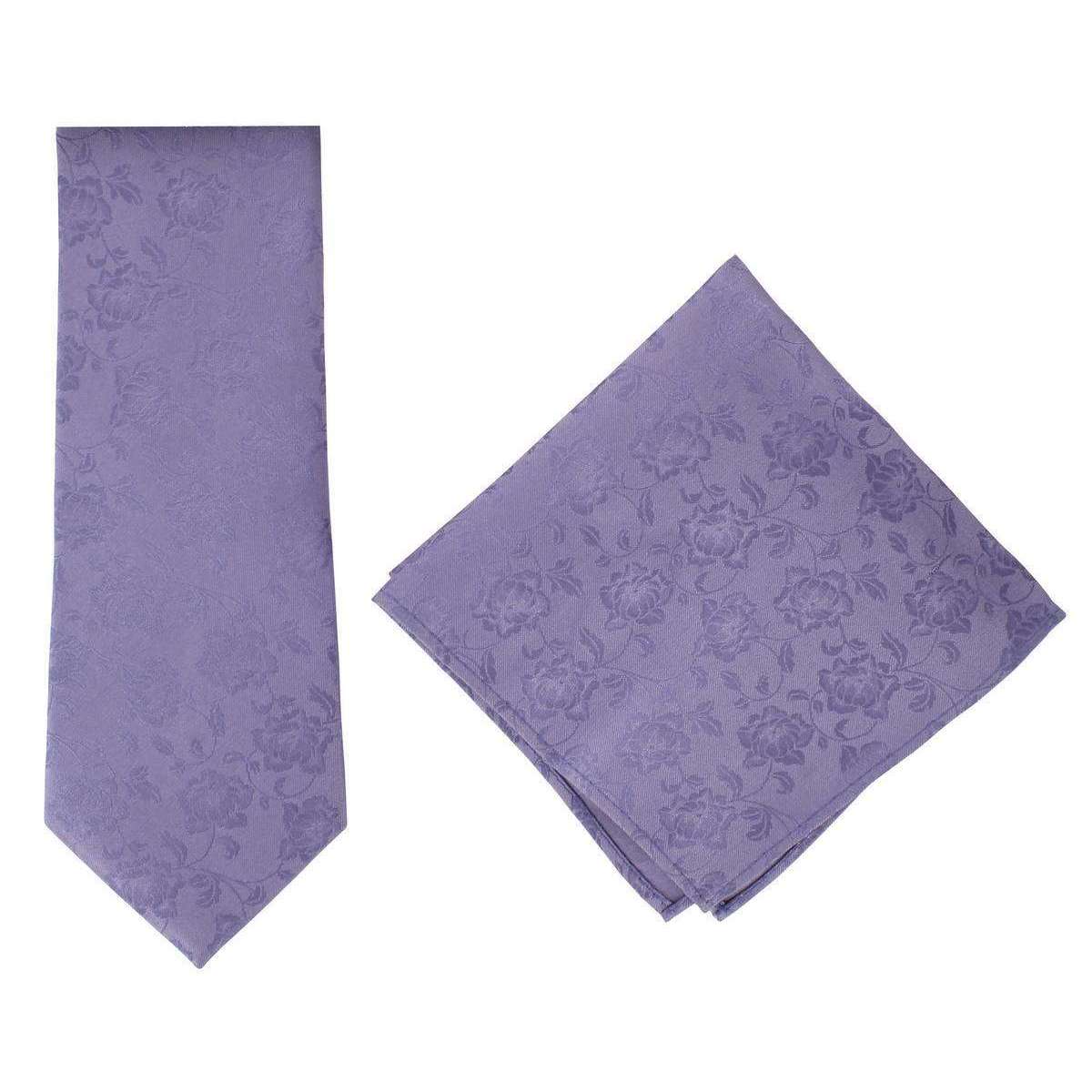 Michelsons of London Subtle Floral Silk Tie and Pocket Square Set - Lilac