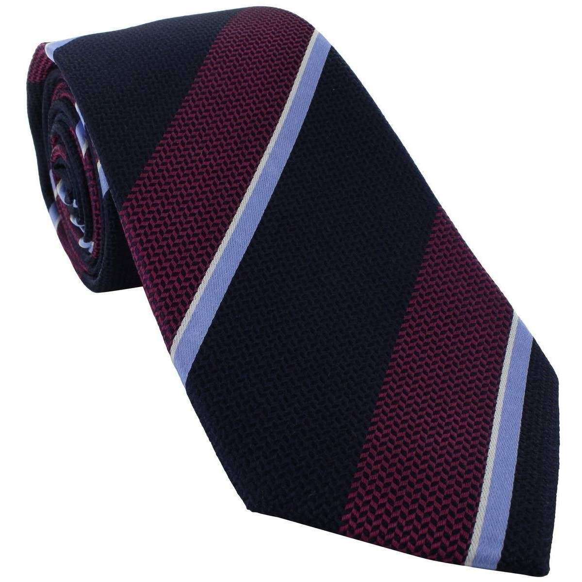 Michelsons of London Textured Block Stripe Silk Tie - Magenta