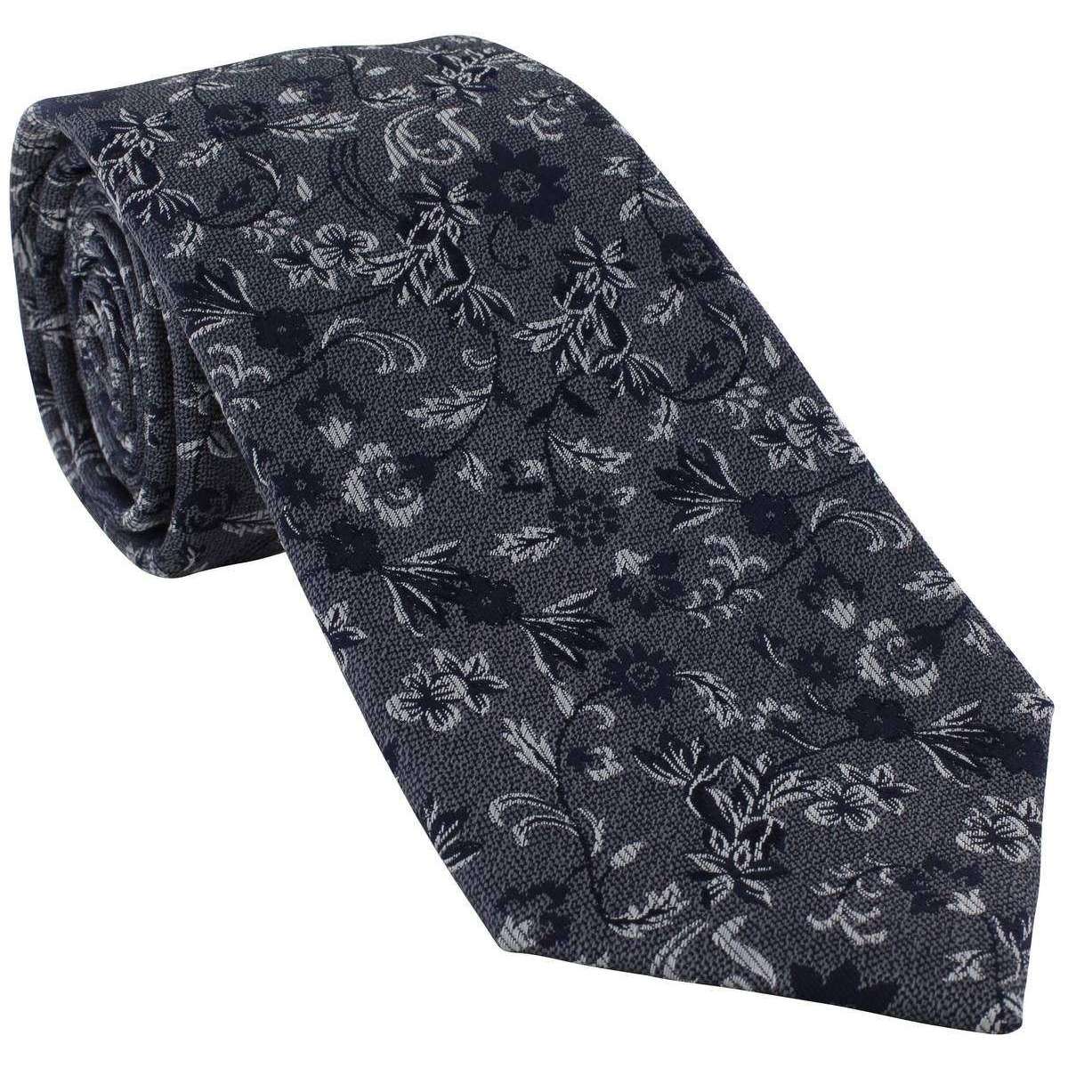 Michelsons of London Textured Floral Silk Tie - Grey