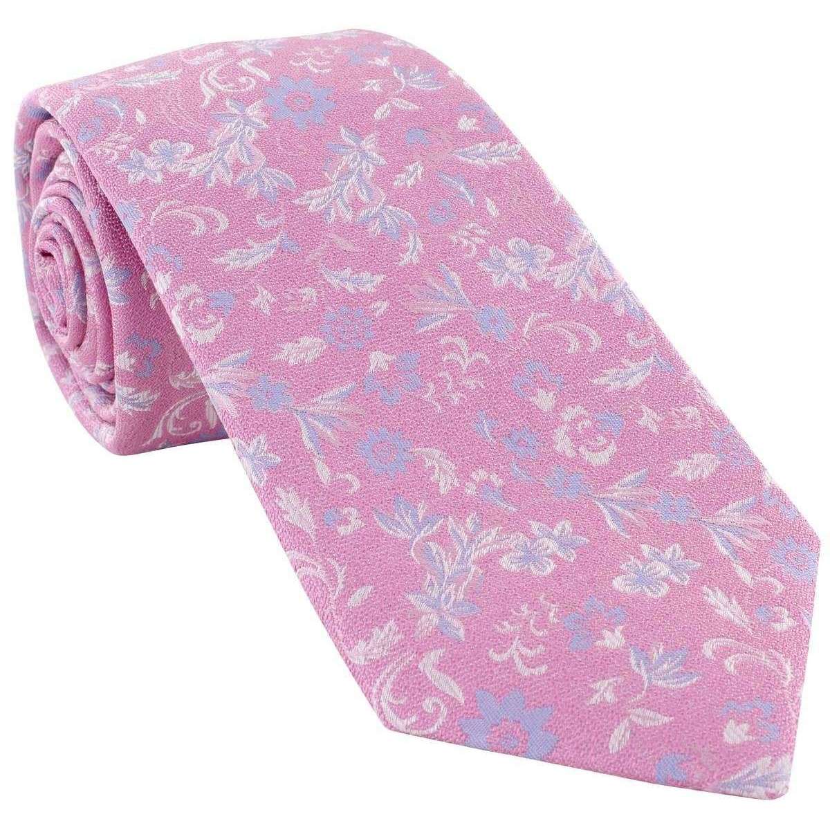 Michelsons of London Textured Floral Silk Tie - Pink