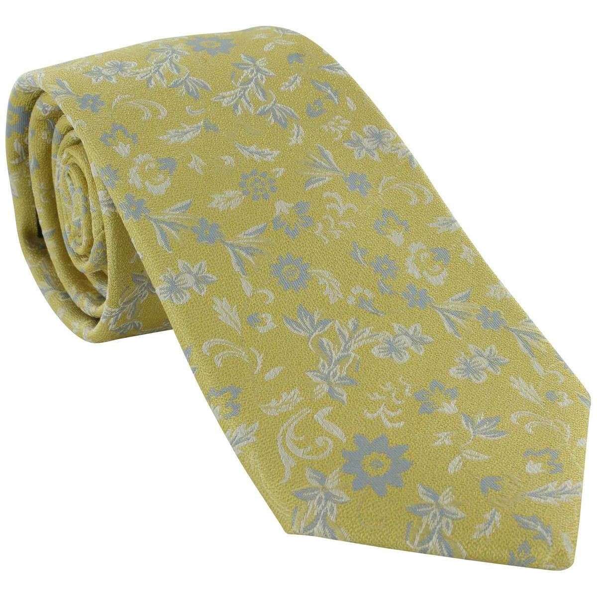 Michelsons of London Textured Floral Silk Tie - Yellow