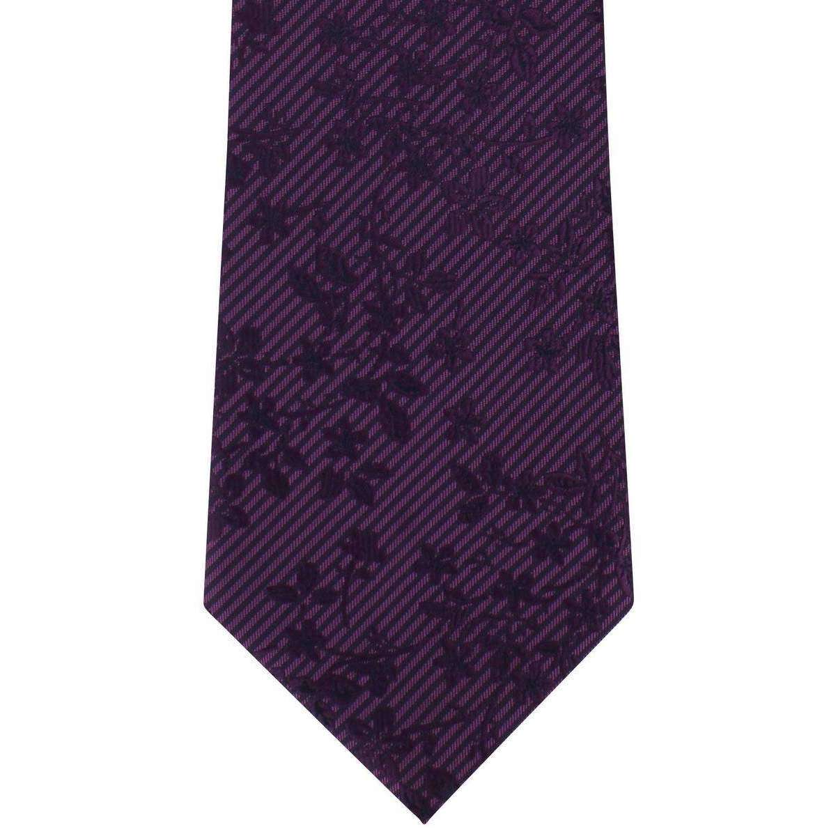 Michelsons of London Tonal Floral Polyester Tie - Purple