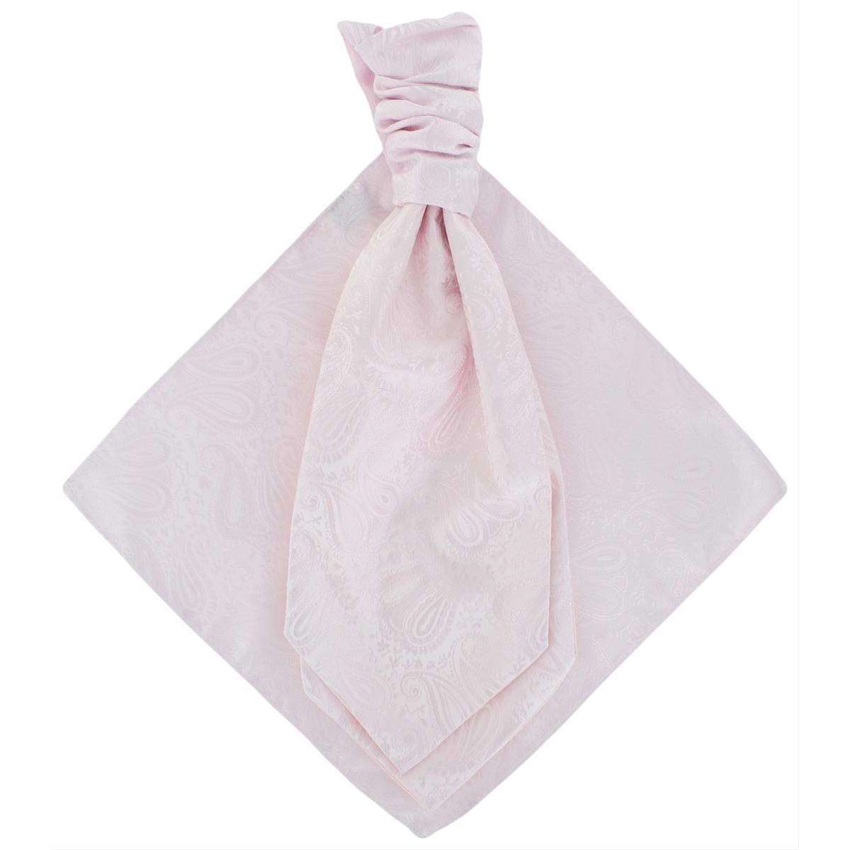 Michelsons of London Tonal Paisley Cravat and Pocket Square Set - Blush Pink