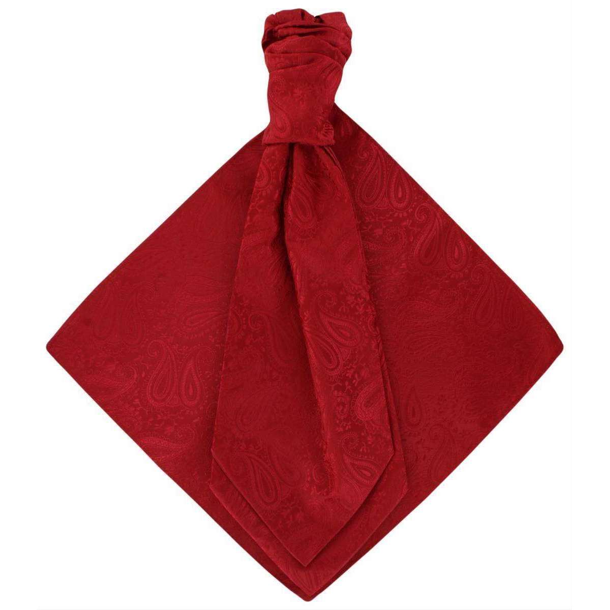 Michelsons of London Tonal Paisley Cravat and Pocket Square Set - Bright Red