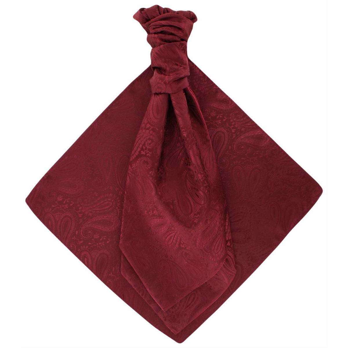 Michelsons of London Tonal Paisley Cravat and Pocket Square Set - Dark Red