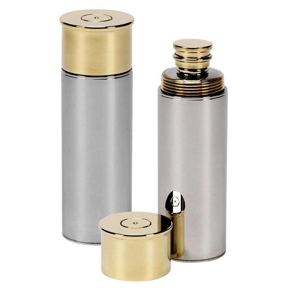 Orton West 3oz Cartridge Hip Flask - Silver/Gold