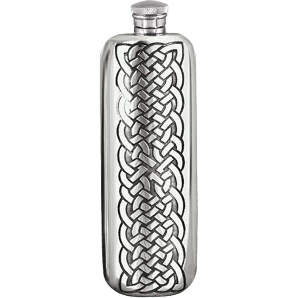 Orton West 3oz Tall Celtic Hip Flask - Silver