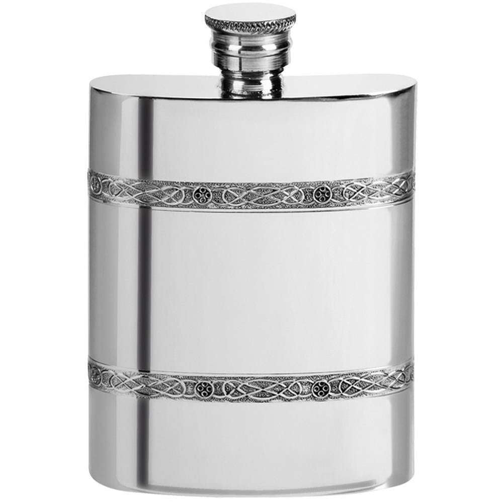 Orton West 4oz Celtic Bands Pewter Hip Flask - Silver