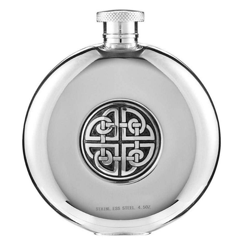 Orton West 4oz Celtic Porthole Hip Flask - Silver