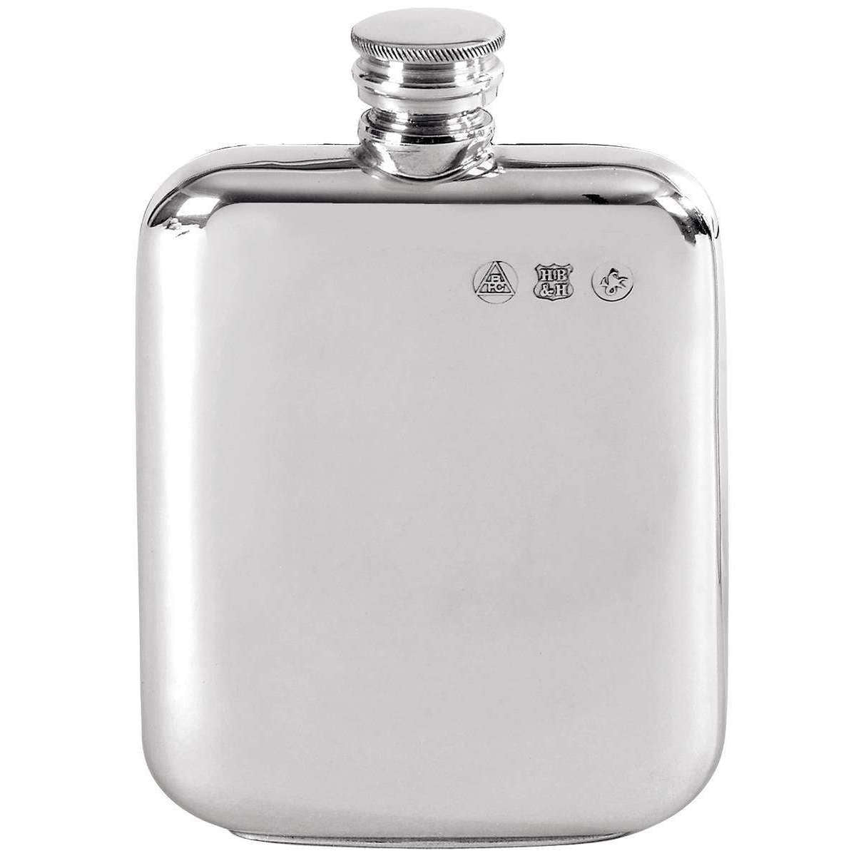 Orton West 4oz Pewter Screw Top Hip Flask - Silver