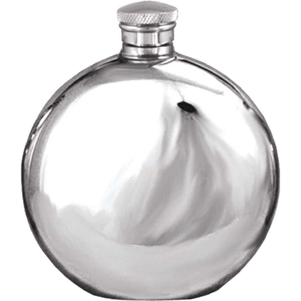 Orton West 4oz Round Pewter Hip Flask - Silver