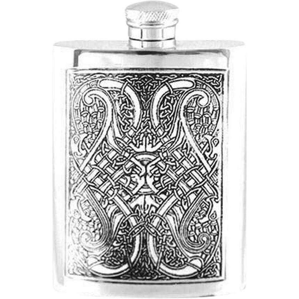 Orton West 6oz Celtic Hip Flask - Silver