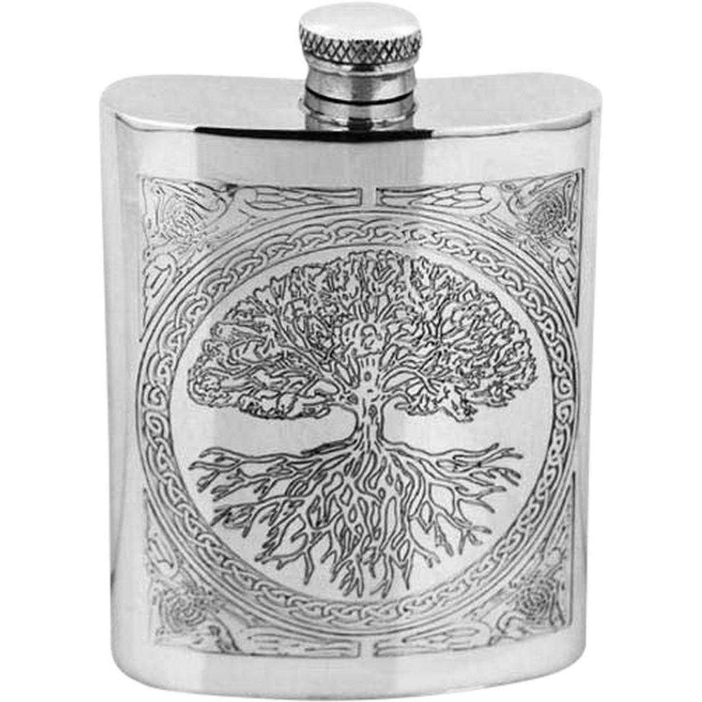 Orton West 6oz Enchanted Celtic Hip Flask - Silver