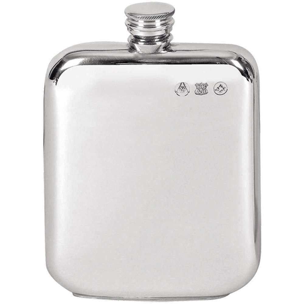 Orton West 8oz Pewter Screw Top Hip Flask - Silver