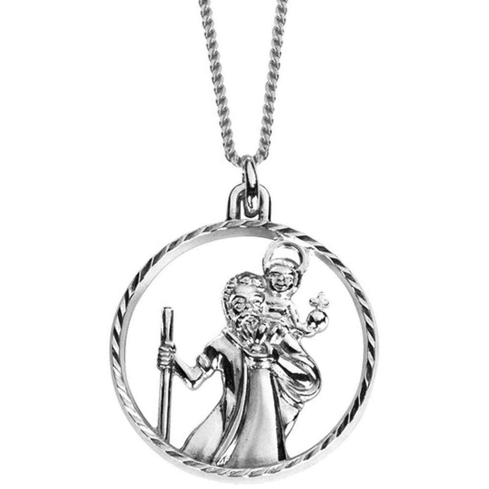 Orton West Cut Out St Christopher Pendant - Silver