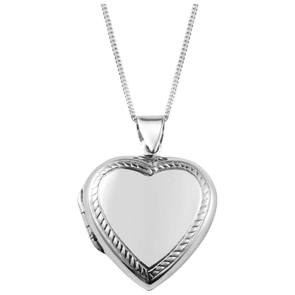 Orton West Engraved Edge Heart Locket - Silver