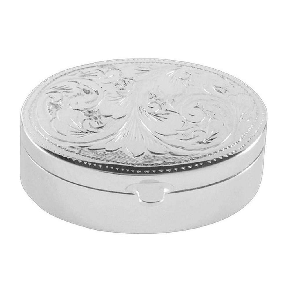 Orton West Engraved Pill Box - Silver