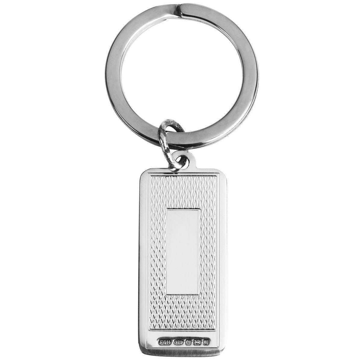 Orton West Engraved Rectangular Key Ring - Silver