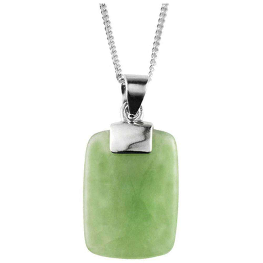 Orton West Jade Rectangle Pendant - Silver/Green