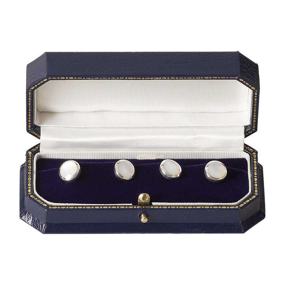 Orton West Mother of Pearl Dress Studs - Silver/White