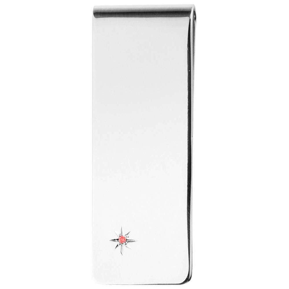 Orton West Ruby Detail Money Clip - Silver